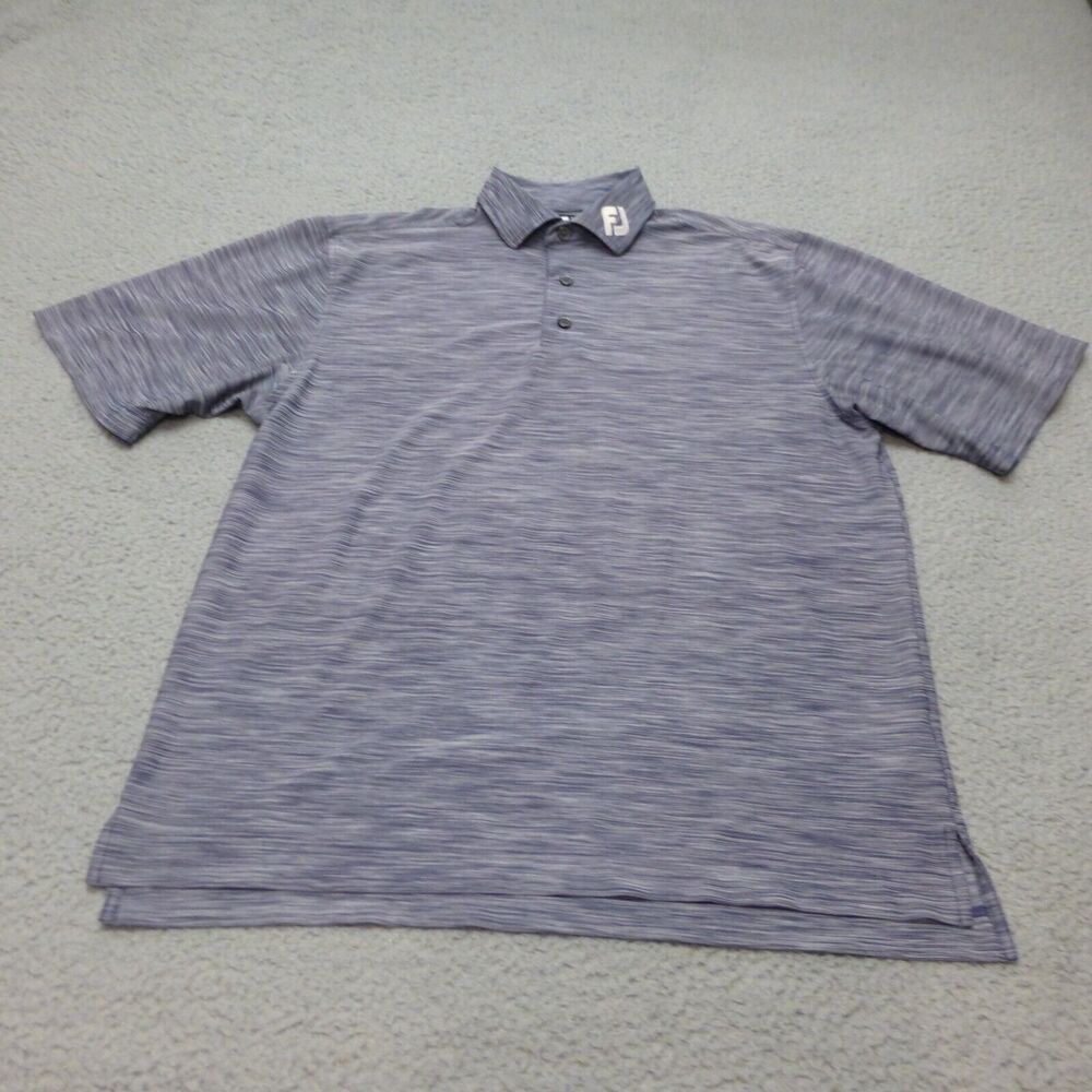 FootJoy Shirt Mens Medium Golf Polo Tour Issue Collar Heathered Blue FJ